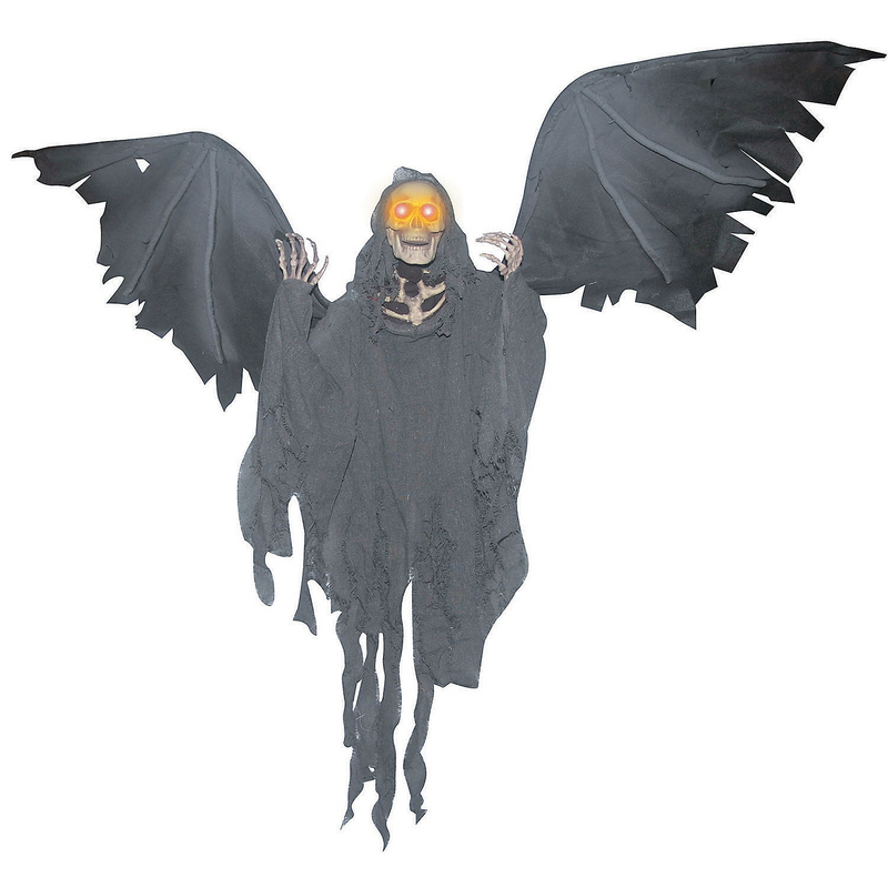 animated Flying Reaper Halloween decoration with lights