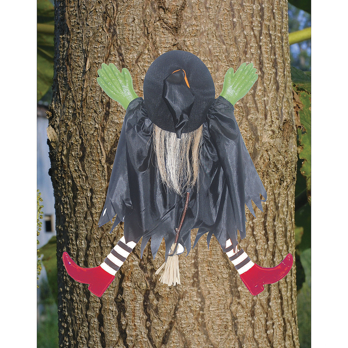 Creative Tree Trunk Witch With Red Shoes Decoration for Halloween Parties and Festive Home Decor