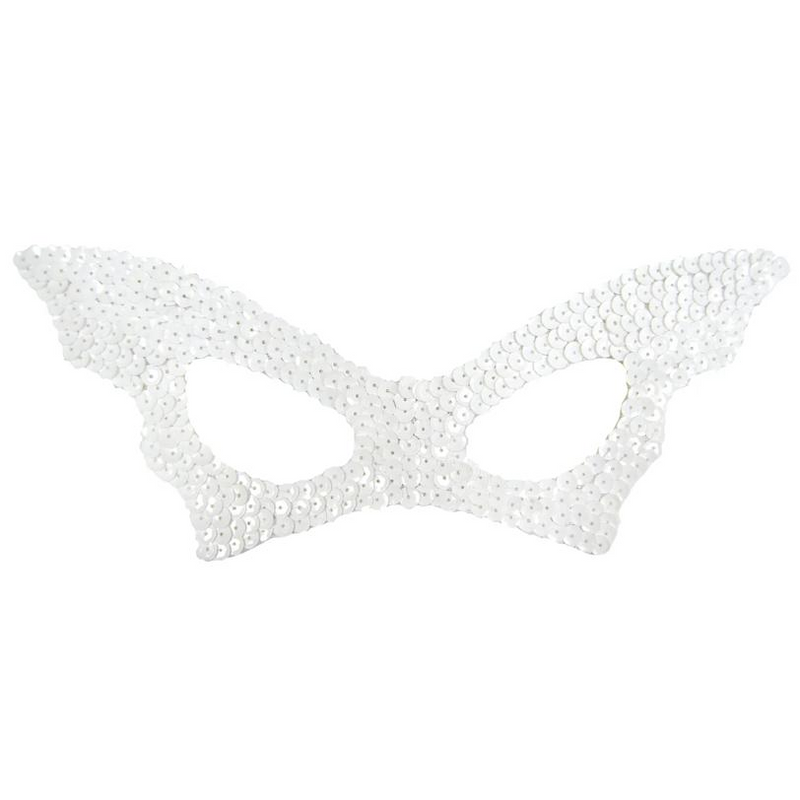 Bat Mask Sequin White