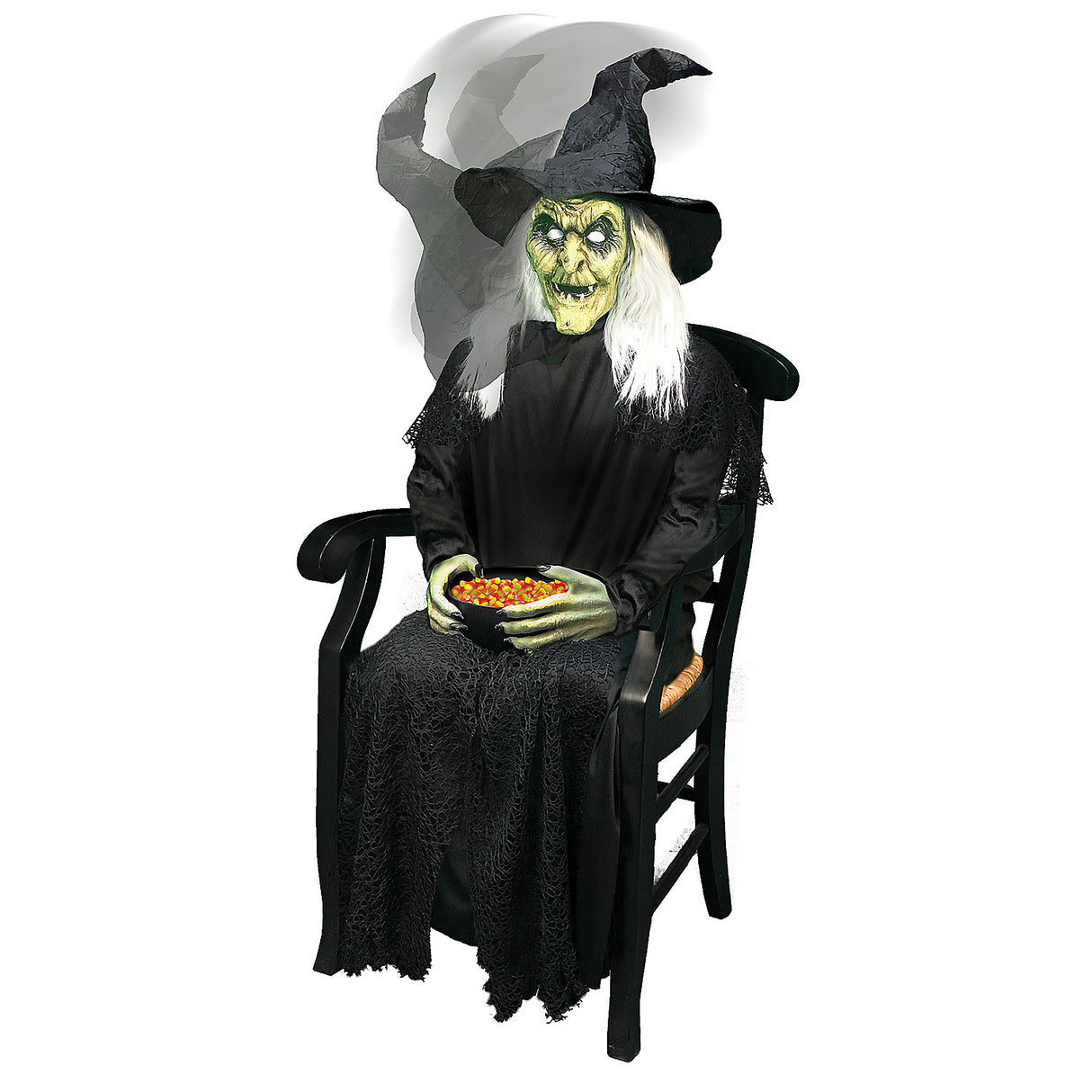 42 Inch Sitting Witch Halloween Prop for Spooky Decorations and Haunted House Displays