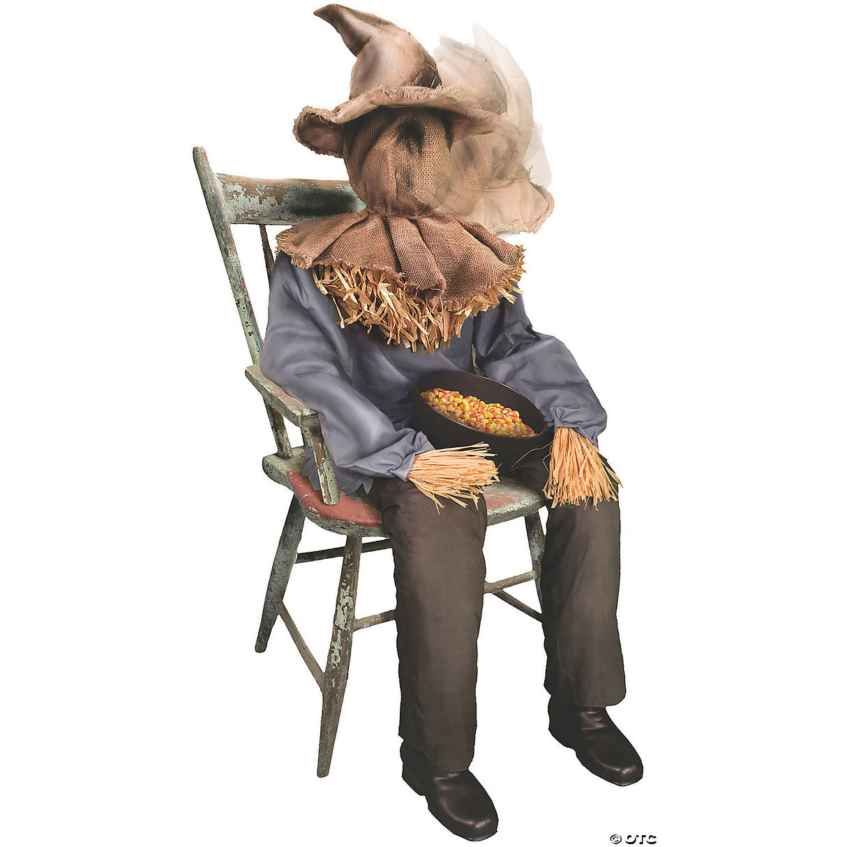 Spooky Sitting Scarecrow Decoration for Halloween Parties and Creepy Home Displays