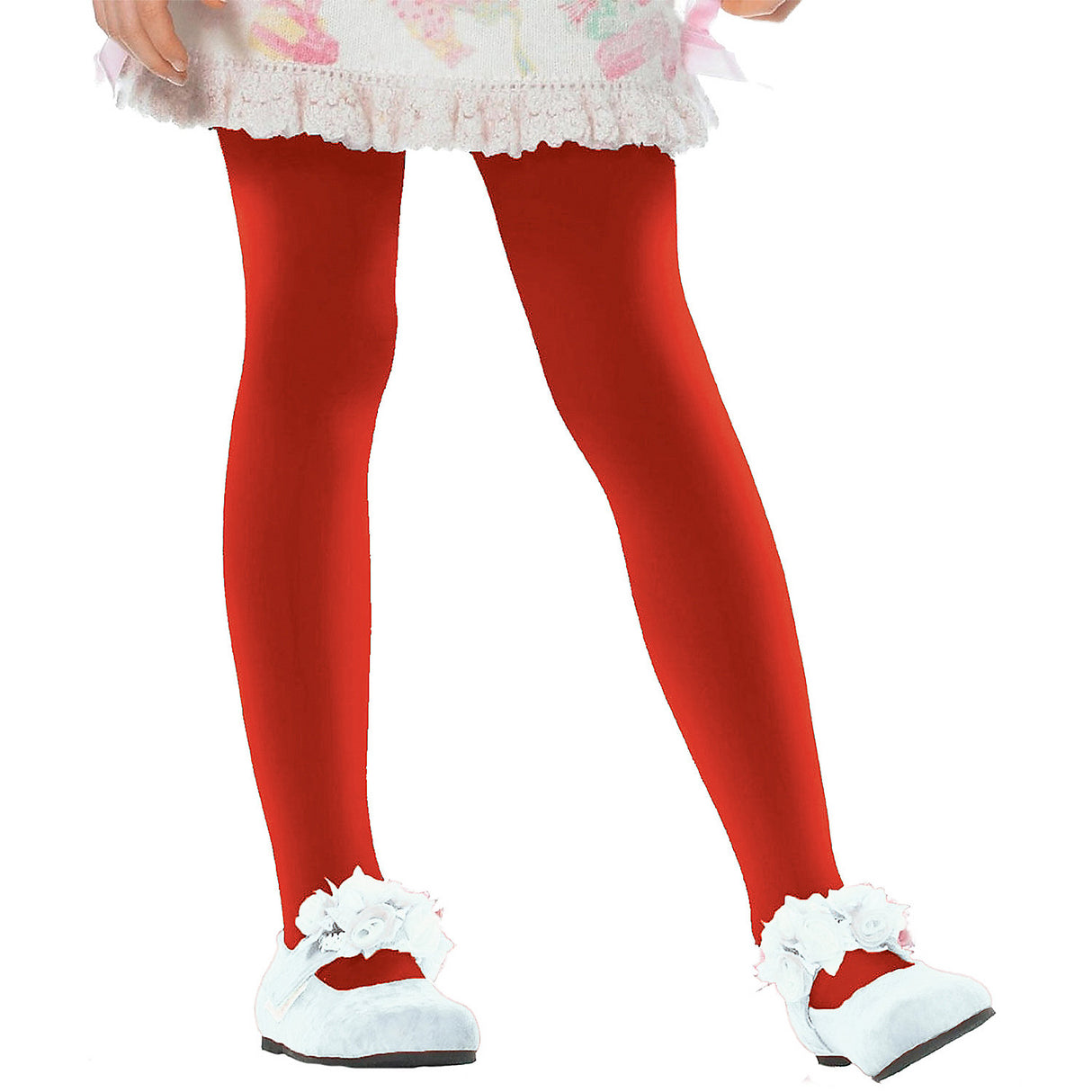 Red Child Tights for Dance and Costume Events for Kids Ages 7-13