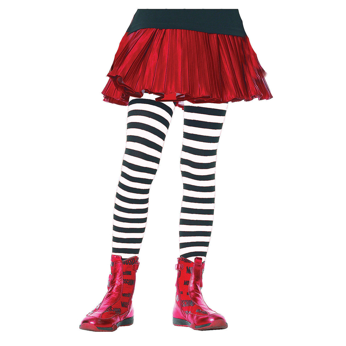 Child Striped Black and White Tights for Halloween Parties Dress-Up and Everyday Fun