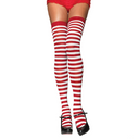 Stockings Thigh High Striped White & Red