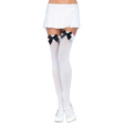 White Thigh High Stockings with Black Bows