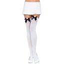White Thigh High Stockings with Black Bows