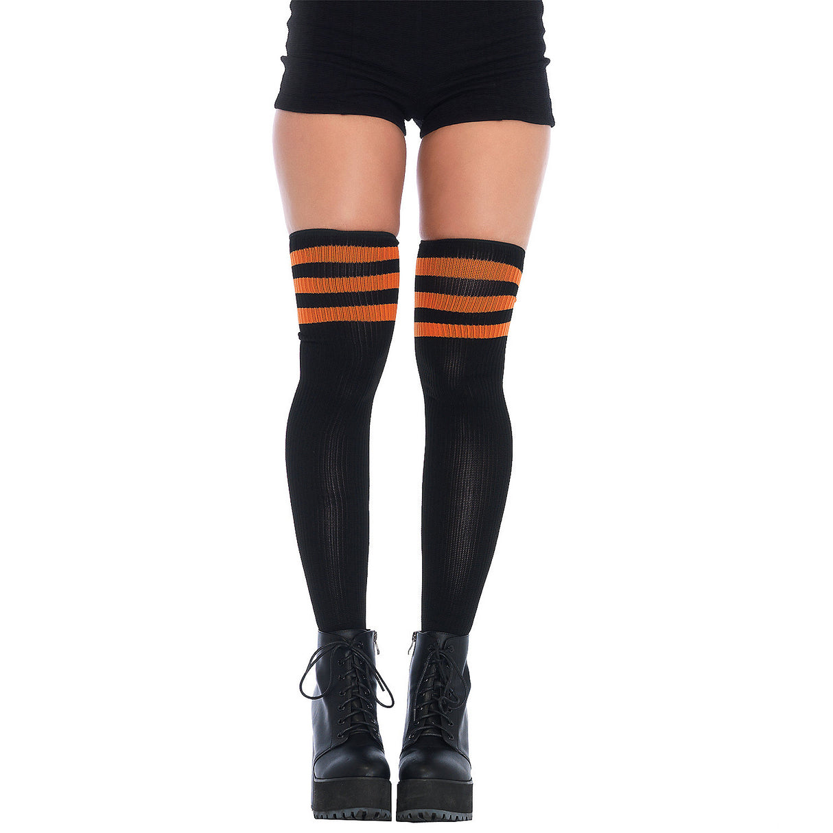 Stylish 3 Stripes Athletic Ribbed Thigh Highs for Daily Wear and Fashionable Events