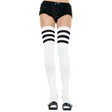 White Ribbed Thigh Highs With Black 3 Stripe