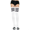 White Ribbed Thigh Highs With Black 3 Stripe
