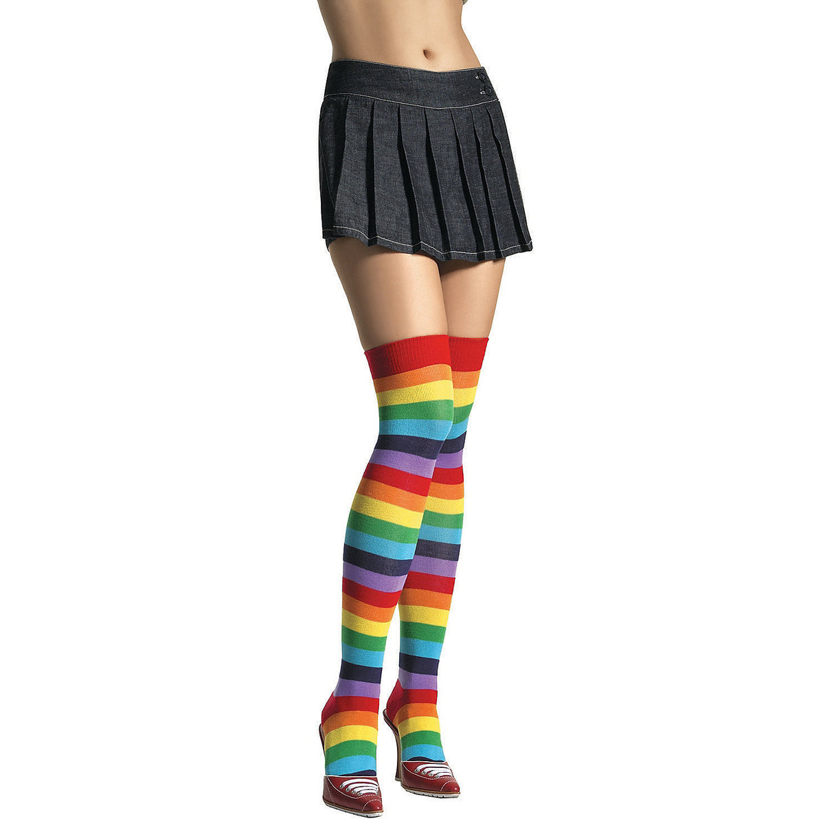 Colorful Rainbow Thigh High Stockings for DIY Costumes Parties and Festive Events