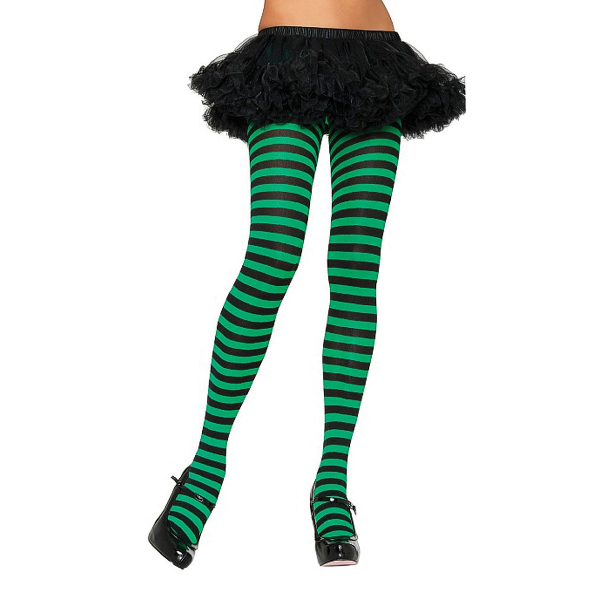Striped Kelly Black Green Tights for Costume Parties and Everyday Wear