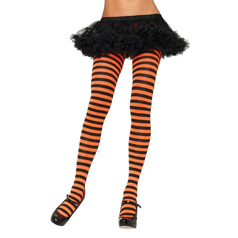 Tights Striped Black Orange