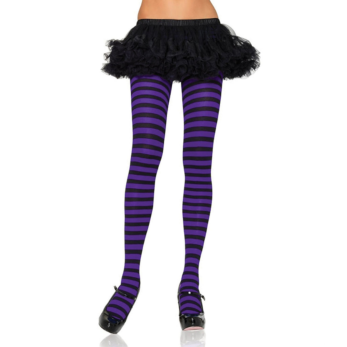 Striped Black Purple Tights for Costume Parties Halloween Events and Cosplay