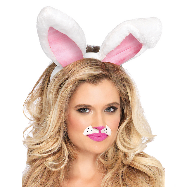 Bunny Ears Adult Plush White