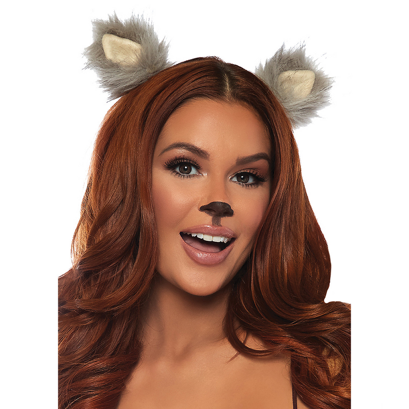Cute Furry Ear Clips Grey for Animal Costumes DIY Dress Up and Fun Parties