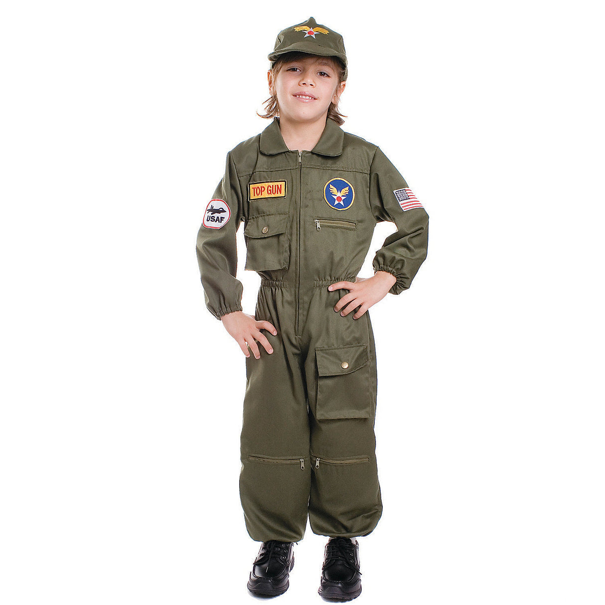Deluxe Boy's Air Force Pilot Costume for Halloween Events School Performances and Creative Imaginative Play