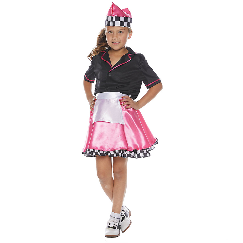 Adorable Car Hop Child Costume for 50's Theme Parties Halloween Dress Up and Fun Events
