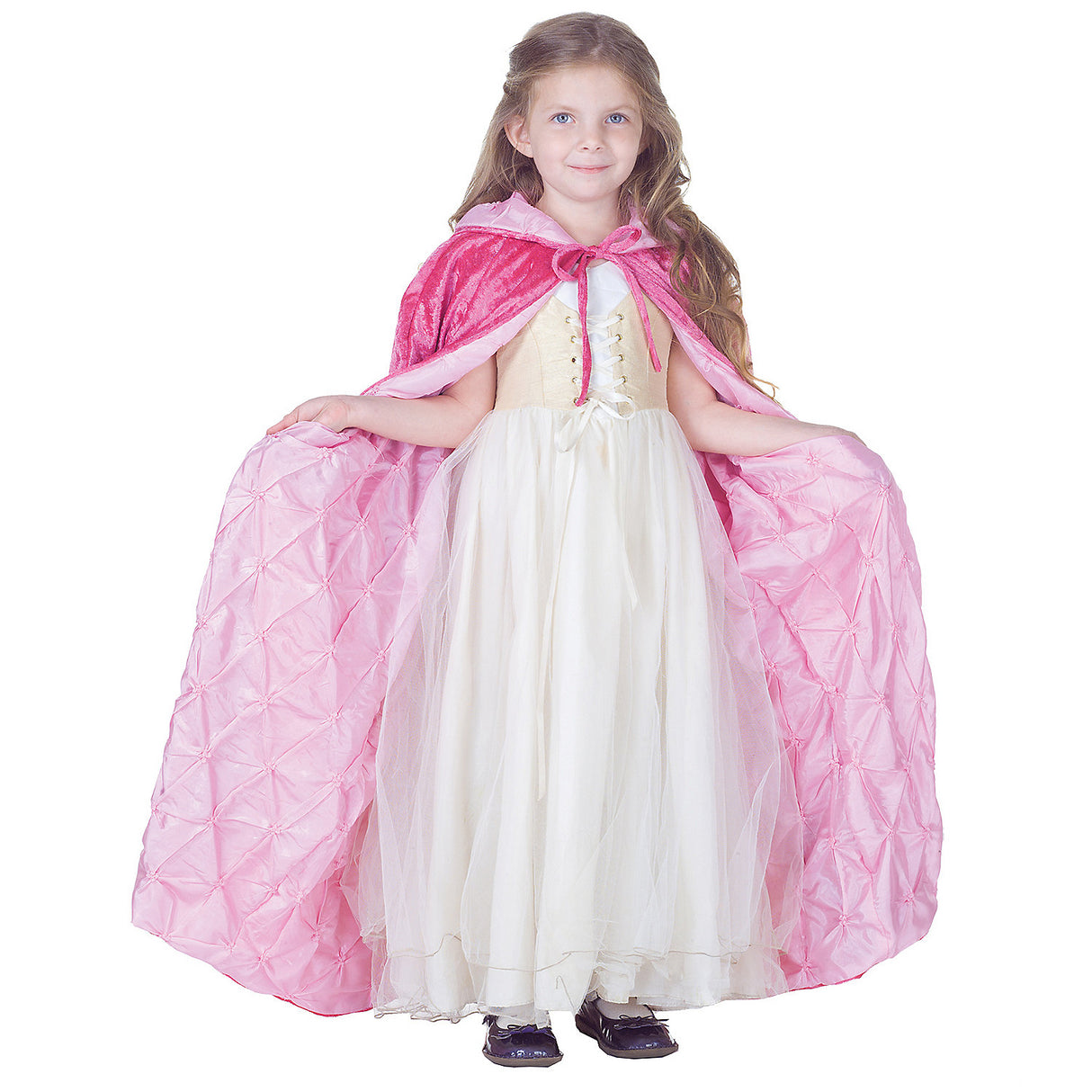 Elegant Cape Child Pink Panne Velvet for Themed Parties Dress-Up and Halloween Costumes