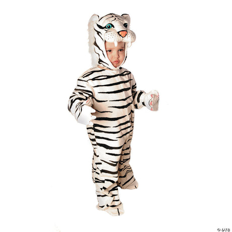 Adorable Toddler Plush White Tiger Costume for Halloween Parties and Playdates