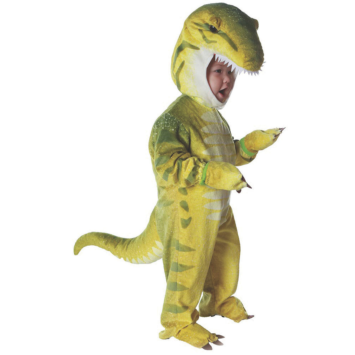 Toddler Green T-Rex Dinosaur Jumpsuit for Halloween Dress Up Parties and Imaginative Play