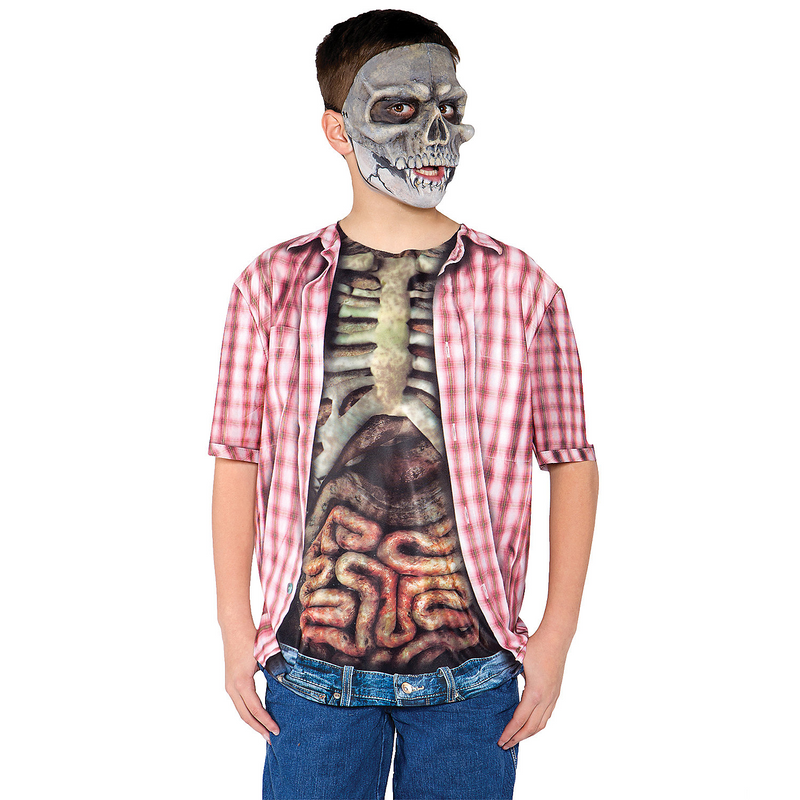 Adorable Boy's Skeleton Shirt Costume for Halloween Parties and Spooky Dress-Up Events