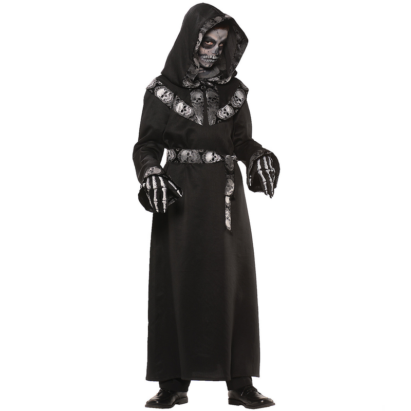 Boy's Skull Master Hooded Robe Costume