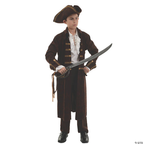 Pirate Captain Brown Child Costume for Dress Up Kids Adventures and Themed Parties