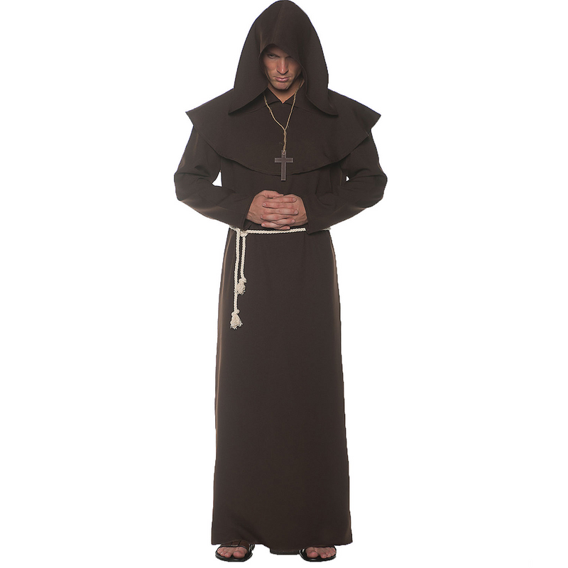 Hooded Monk Robe Costume for Adults Halloween Dress Up Parties apparel product image