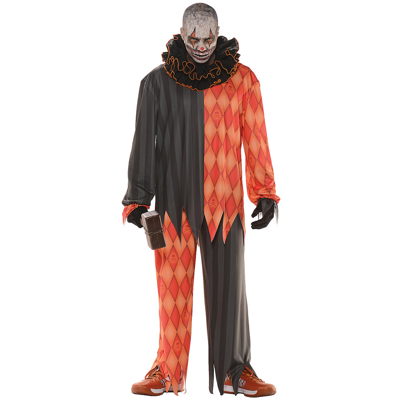 RADYAN Adult Chilling Evil Clown Costume for Halloween Scare Nights product image showing the product design and details