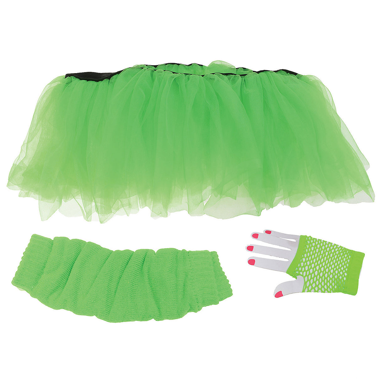 Stylish Tutu Set Adult Neon Green for 80s Parties Costume Events and Dance Performances