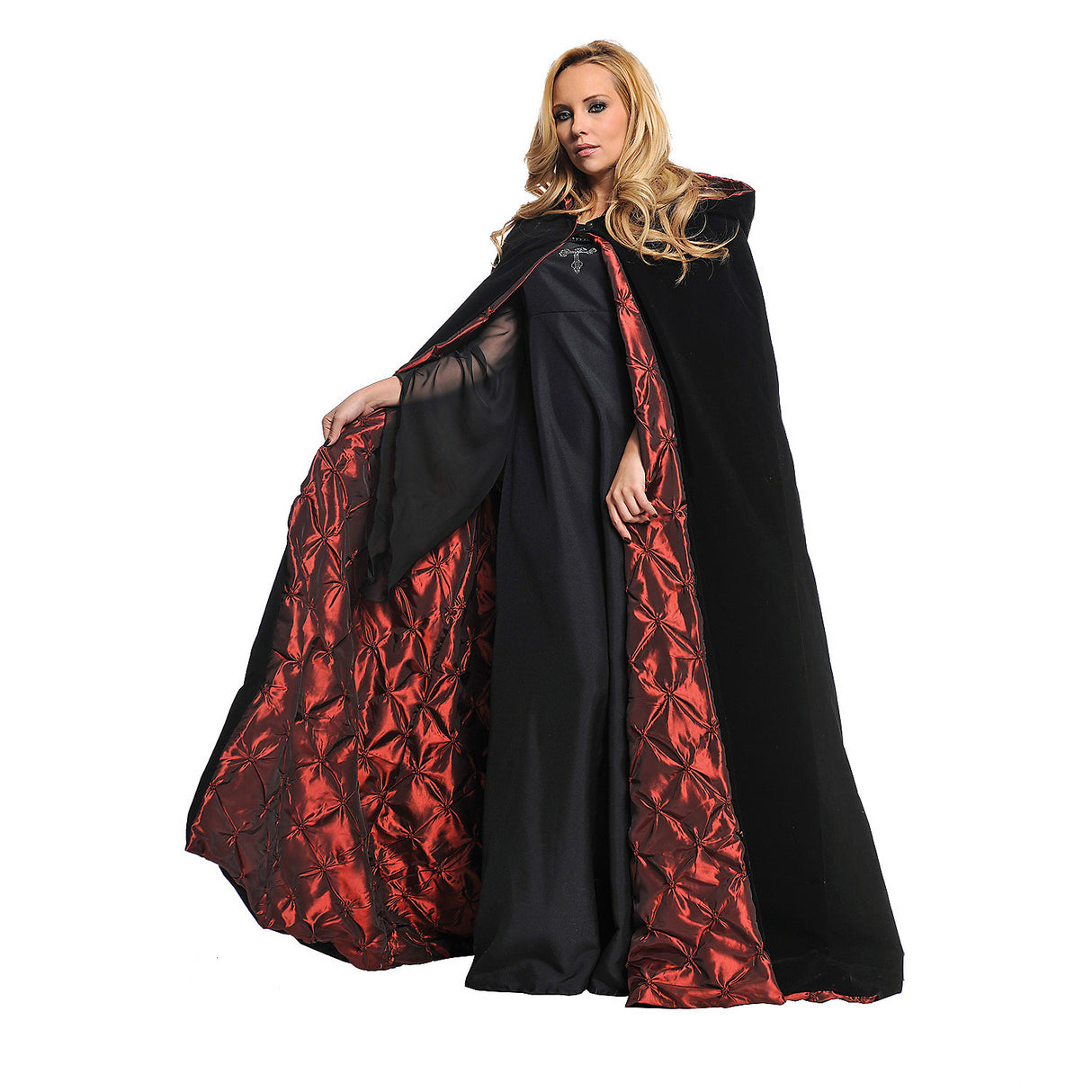 Deluxe Velvet Cape for Sorceress Costume Accessories and Halloween Parties