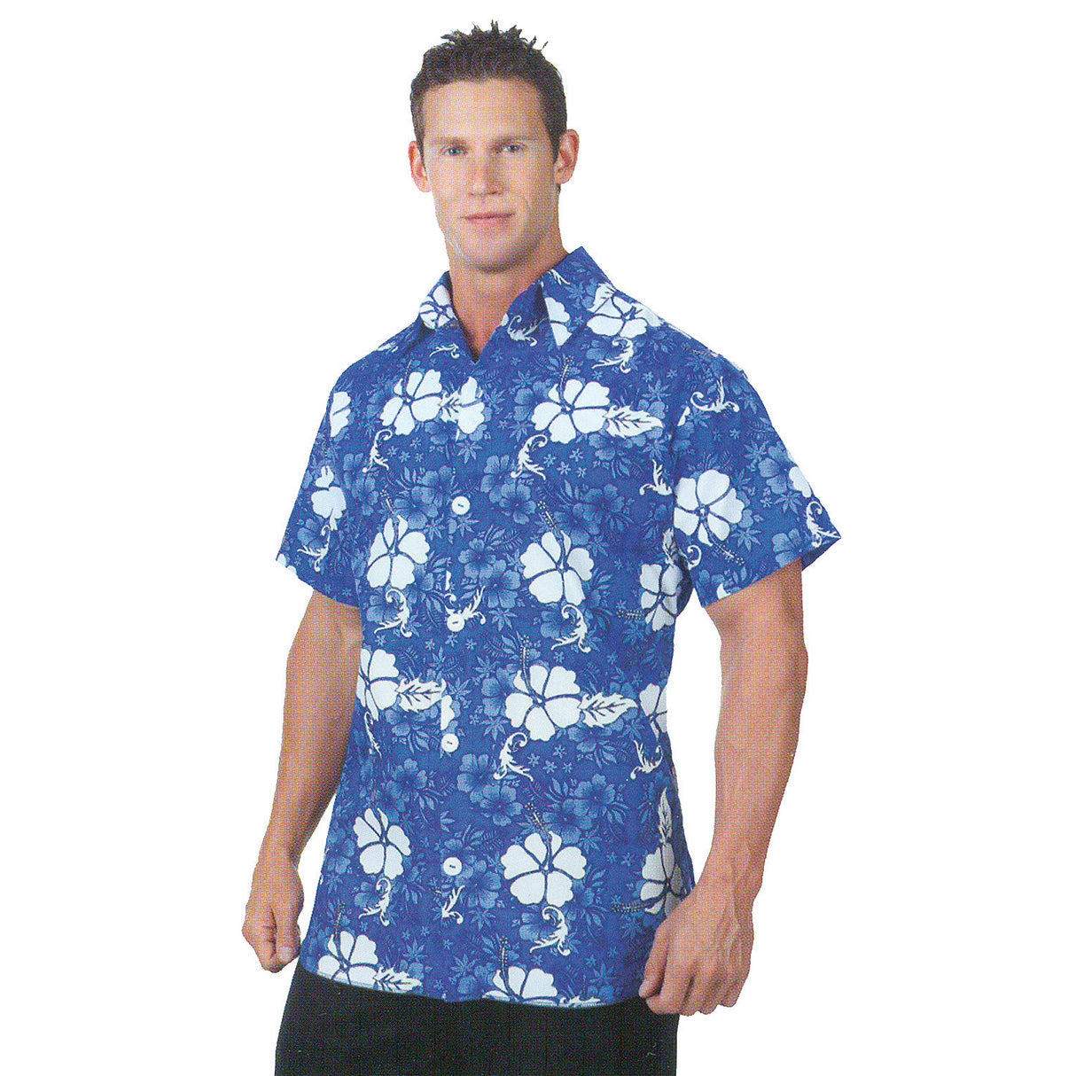 Blue Floral Print Hawaiian Shirt for Luaus Parties Events and Summer Celebrations