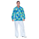 RADYAN Men's 60's Shirt - Retro Floral Button-Up for Themed Costume Events product image showing the product clearly