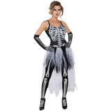 Stylish Women's Sexy Skeleton Costume for Halloween Parties and Spooky Themed Events