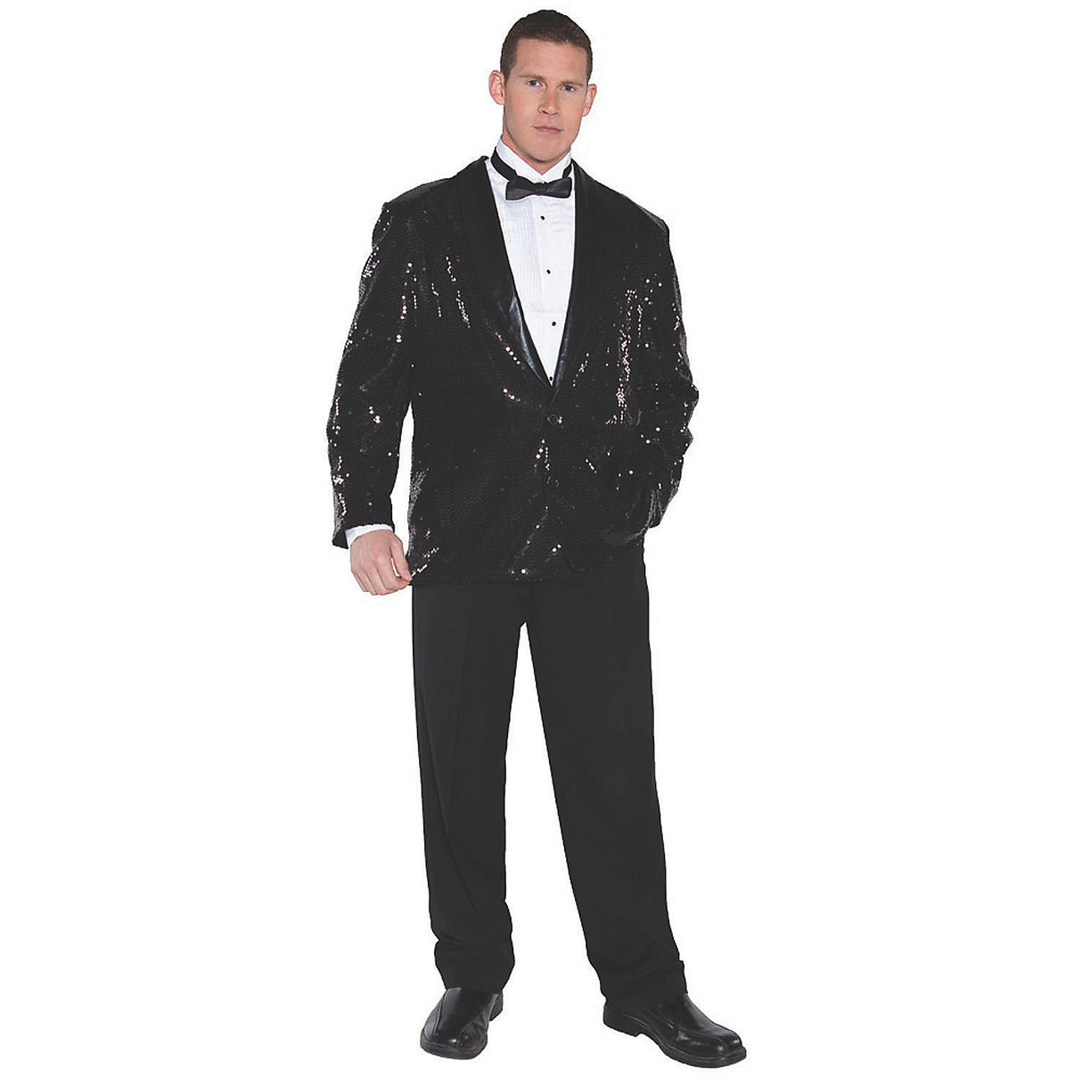 Stylish Men's Sequin Black Jacket for Halloween Parties Disco Events and Costume Contests