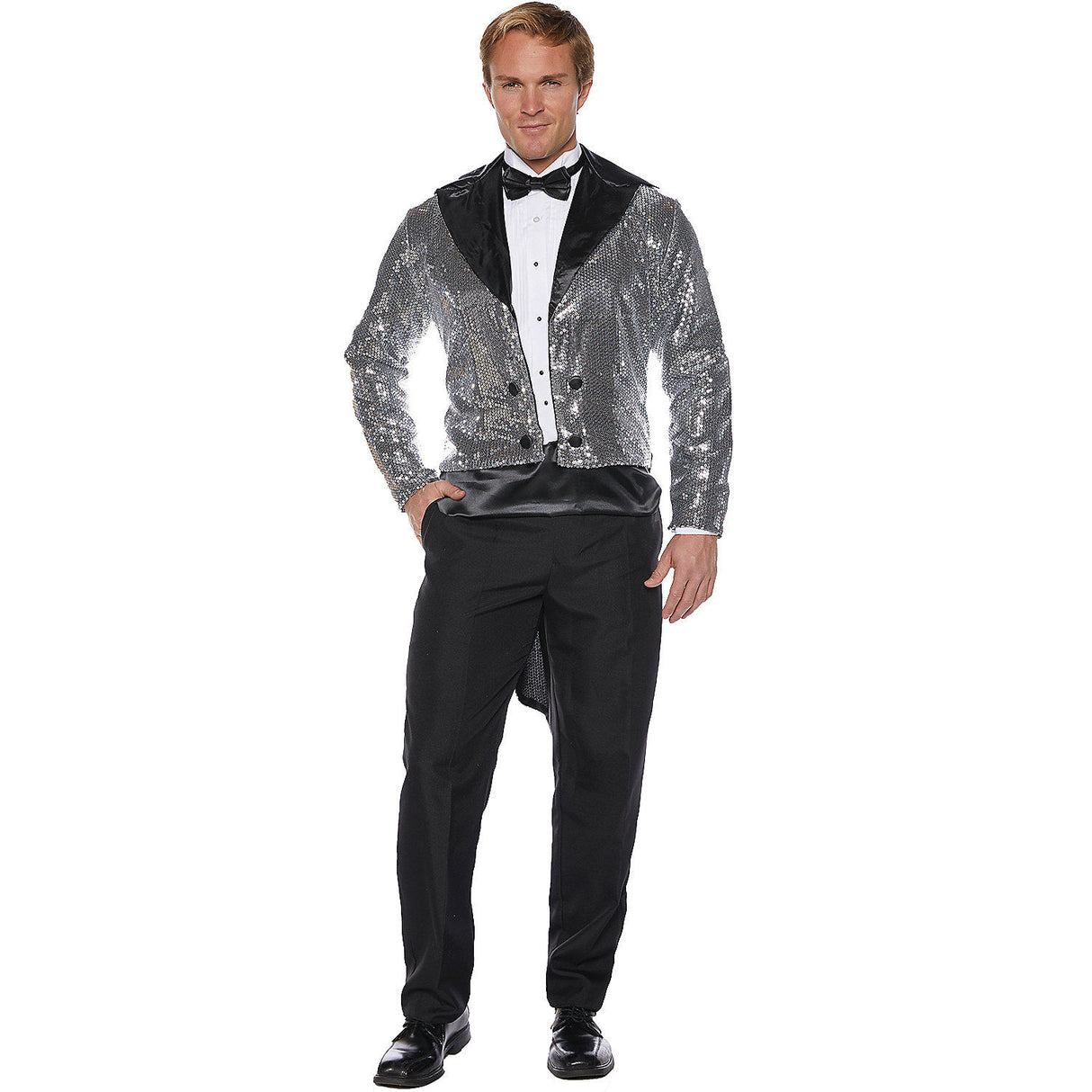 Elegant Sequin Tailcoat Adult Silver for Formal Events and Costume Parties