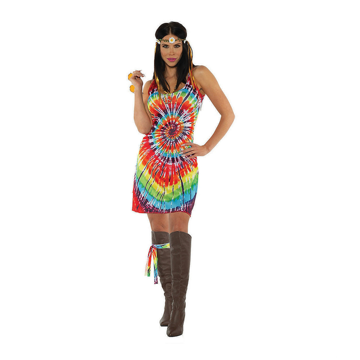 Vibrant Tie Dye Mini Dress for Halloween Parties 60s Themed Events and Creative Celebrations