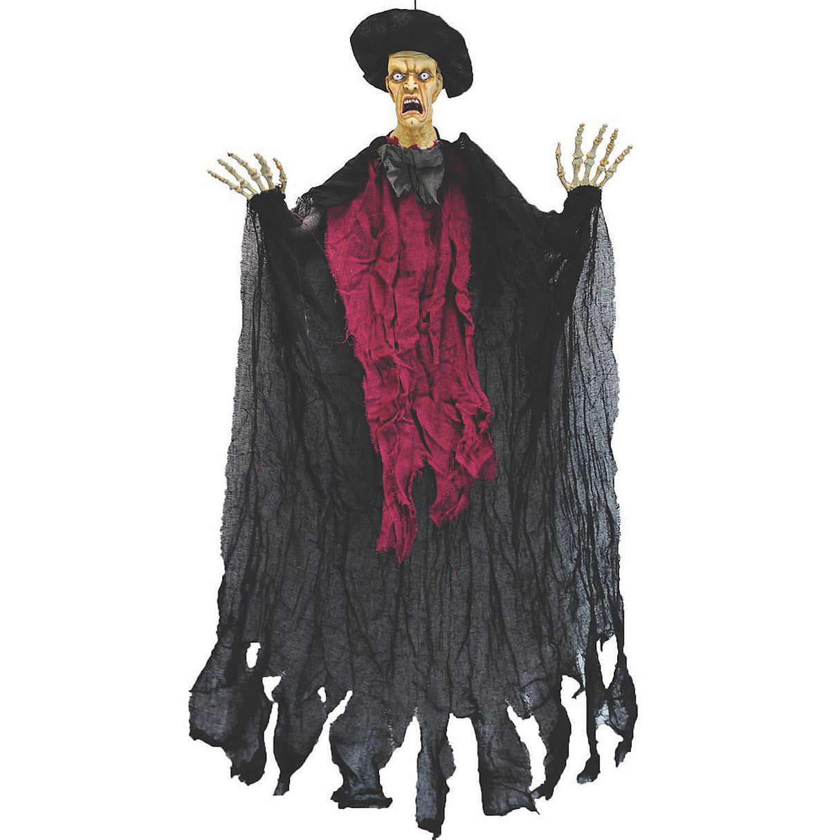 Spooky Hanging Bowler Man Decoration for Halloween Parties and Haunted House Decor