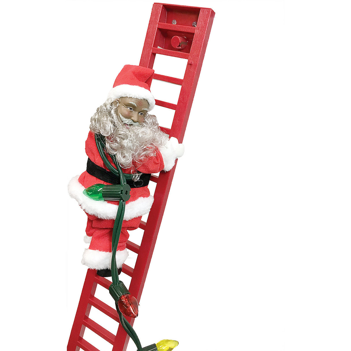 Climbing African American Santa Decoration for Holiday Festivities and Christmas Celebrations