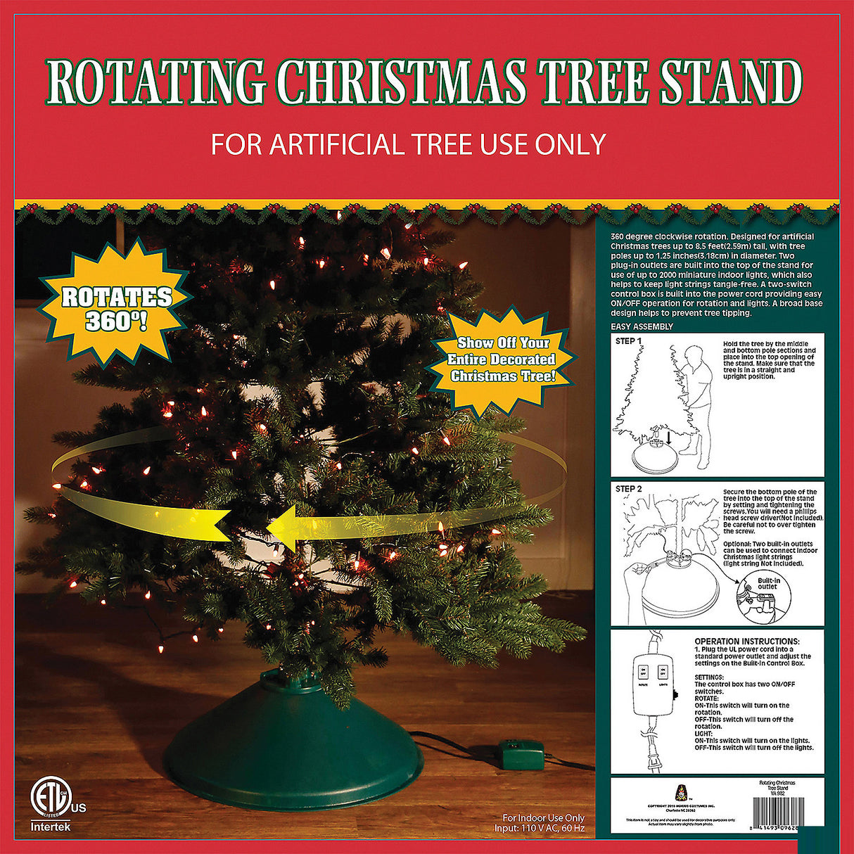 Easy Rotating Christmas Tree Stand for Holiday Decorations and Ornament Display