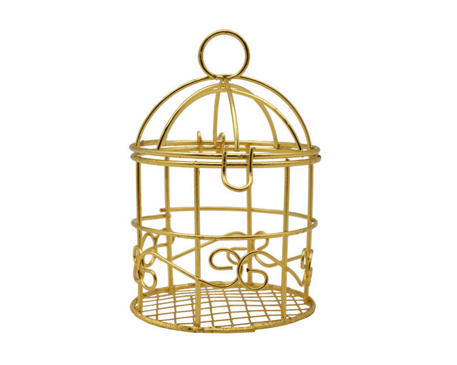 Mini Gold Decorative Bird Cages 3 Inch Pack of 12 Wedding Decor