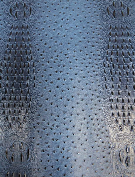Raging Blue Mutant Ostrich Gator Embossed Vinyl Fabric
