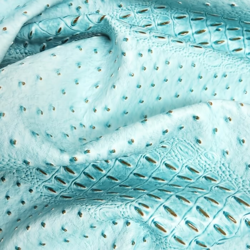 Glacier Blue Mutant Ostrich Gator Embossed Vinyl Fabric