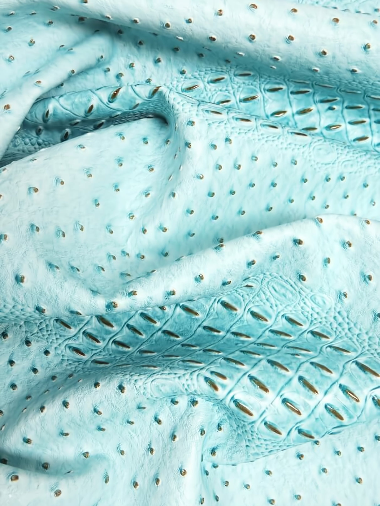 Glacier Blue Mutant Ostrich Gator Embossed Vinyl Fabric