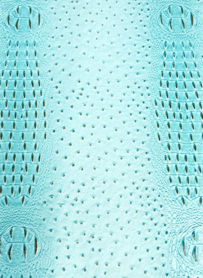 Glacier Blue Mutant Ostrich Gator Embossed Vinyl Fabric