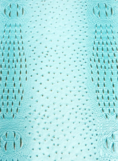Glacier Blue Mutant Ostrich Gator Embossed Vinyl Fabric