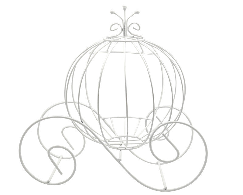 White Metal Wire Carriage Centerpiece Decoration 12 Inch