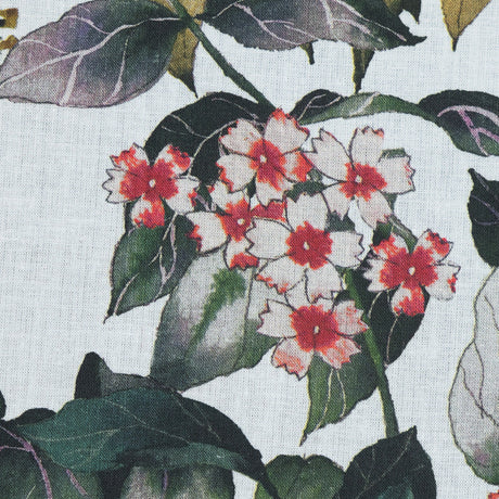 Cotton Voile - White and Green Birds and Flowers - La Grande Tournee Print - Mood Exclusive Jacques Collection