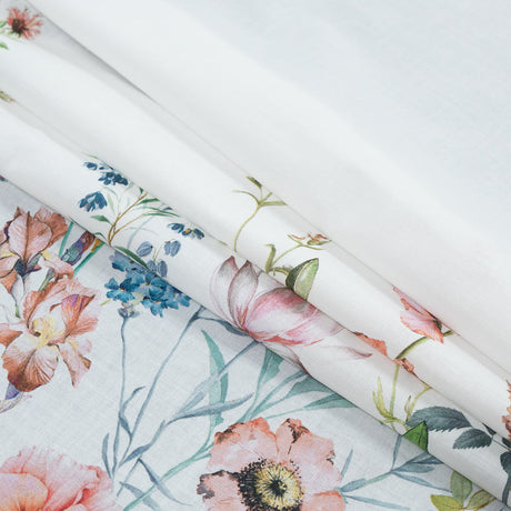 Cotton Voile - White Floral Border - La Marche des Fleurs Print - Mood Exclusive Jacques Collection