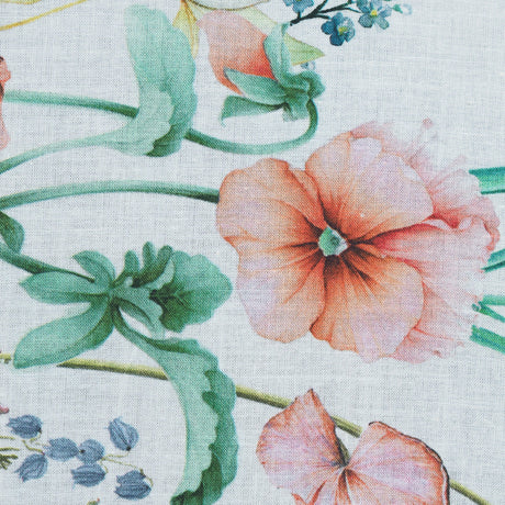 Cotton Voile - White Floral Border - La Marche des Fleurs Print - Mood Exclusive Jacques Collection